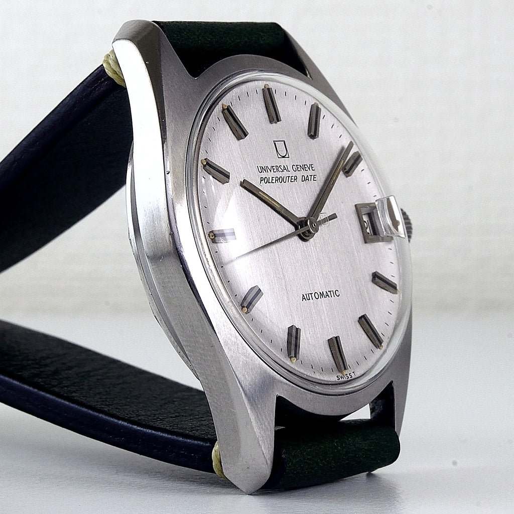超初期ジェンタデザイン】ユニバーサルジュネーブ Polerouter 黒文字盤